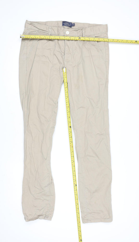 Topman Men's Beige Skinny Chino Trousers W34 L32 Cotton Casual