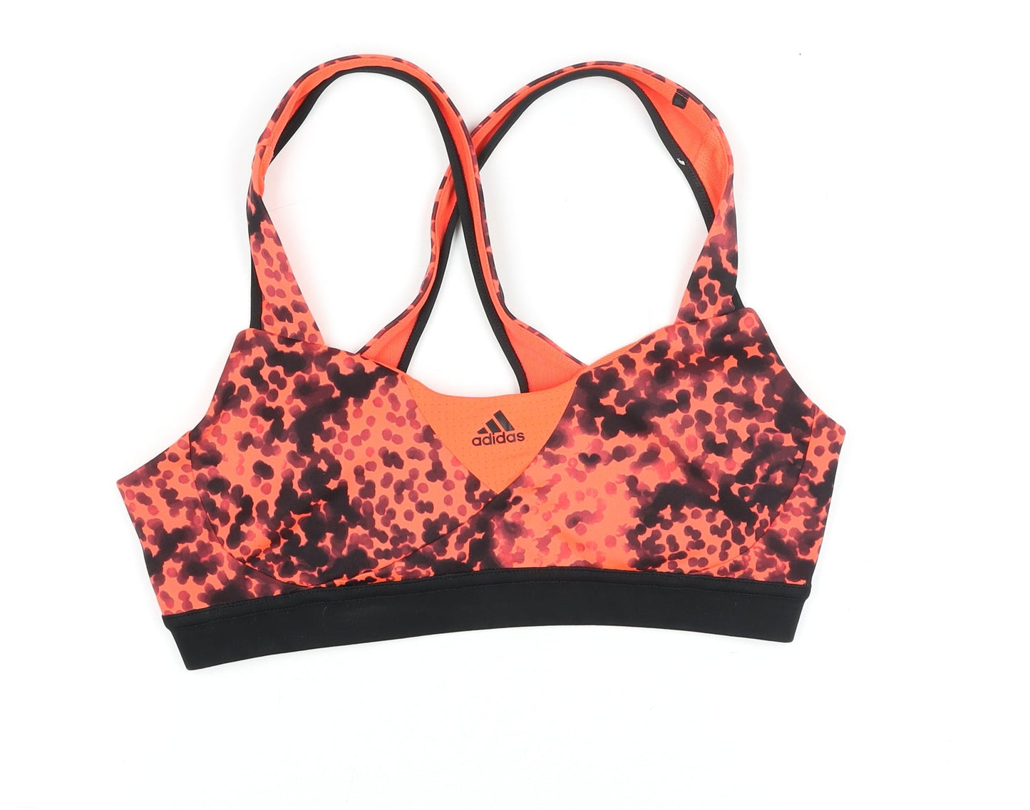 Adidas Women's Orange Animal Print Medium Support Racerback Sports Bra Size M