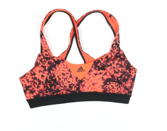 Adidas Women's Orange Animal Print Medium Support Racerback Sports Bra Size M