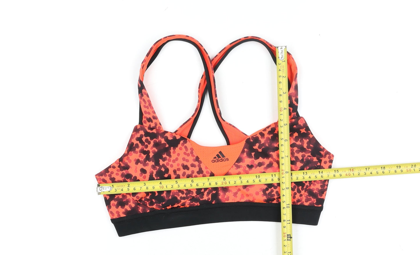 Adidas Women's Orange Animal Print Medium Support Racerback Sports Bra Size M