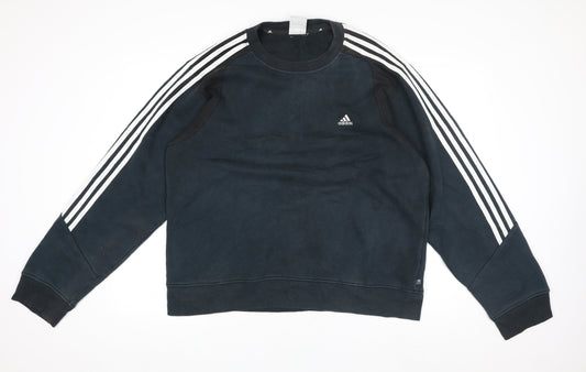Adidas Mens Black L Pullover Sweatshirt Crew Neck Sports Fleece