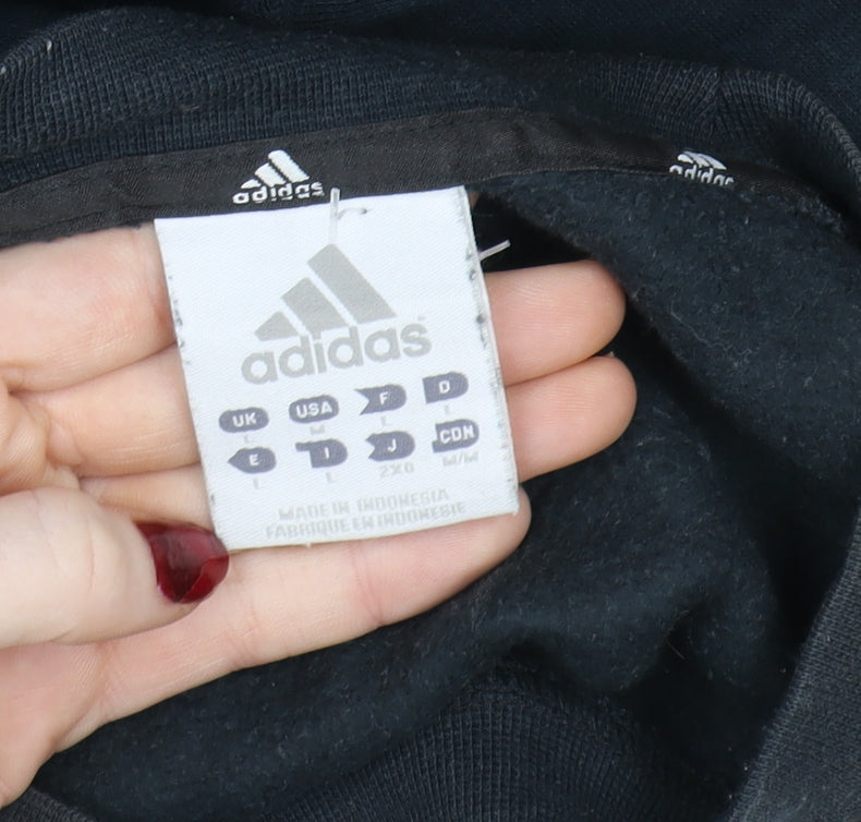 Adidas Mens Black L Pullover Sweatshirt Crew Neck Sports Fleece