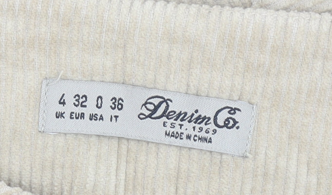 Denim Co Women Beige Corduroy A-Line Belted Skirt Size 4