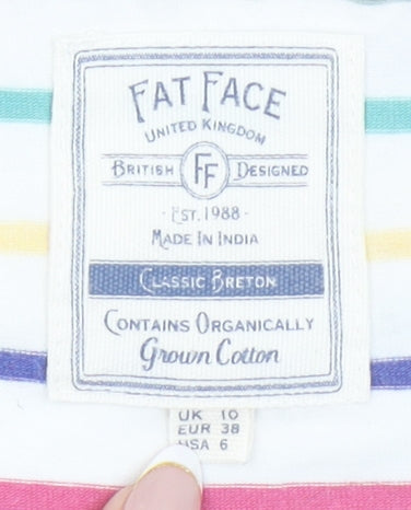Womens UK Size 10 Fat Face Multicoloured Cotton Blend T-Shirt