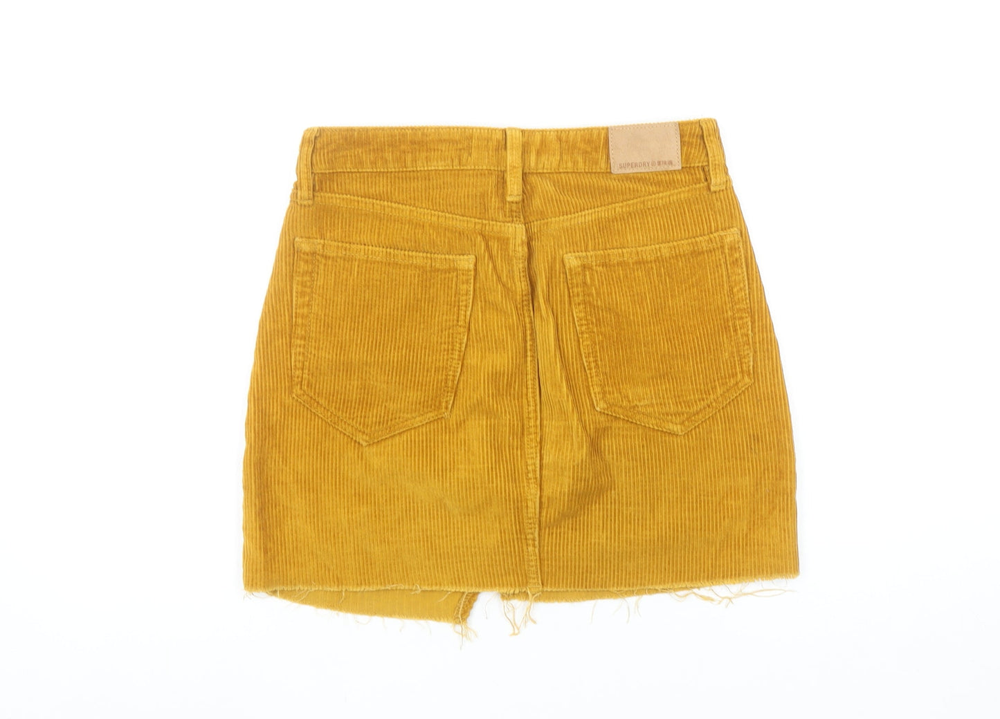 Superdry Womens Yellow Corduroy Mini Skirt Size 8 High Waist