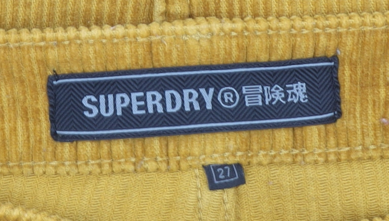 Superdry Womens Yellow Corduroy Mini Skirt Size 8 High Waist