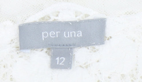 Marks and Spencer Per Una Ivory Lace 3/4 Sleeve Tunic Blouse Size 12