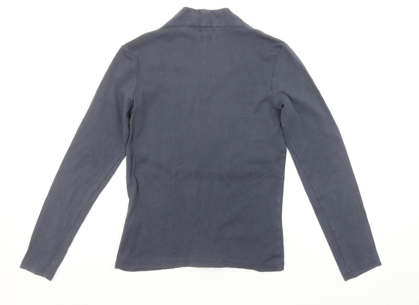 House of Bruar Women's Blue Pure Cotton V-Neck Long Sleeve Top Size 10