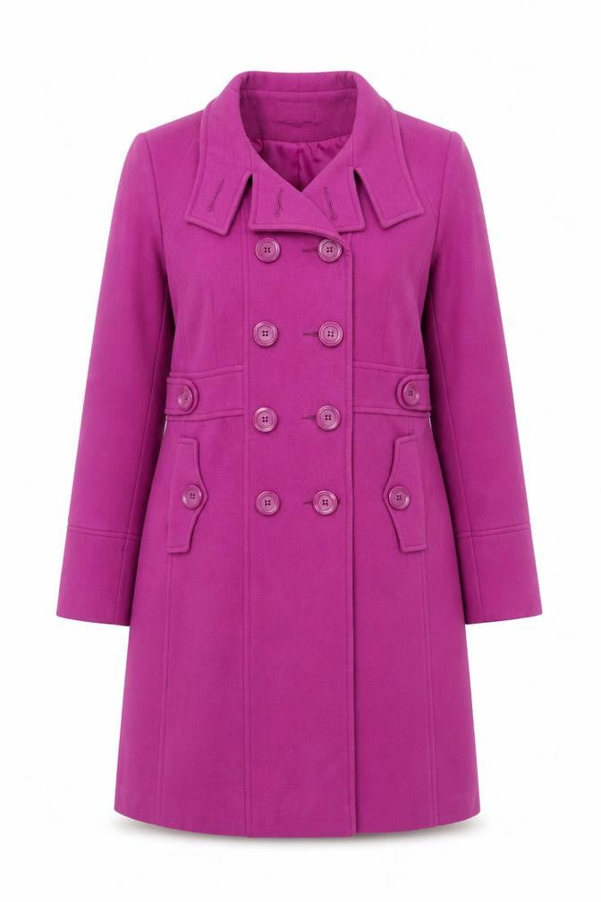 Perrie Women’s Purple Button Mid-Length Pea Coat Size 14