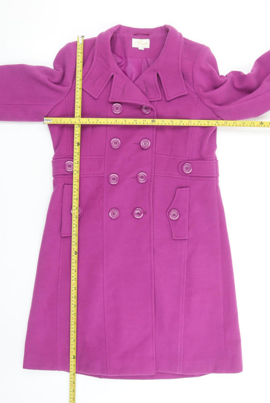 Perrie Women’s Purple Button Mid-Length Pea Coat Size 14