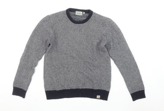 Carhartt Men's Grey Lambswool Crew Neck Pullover Jumper Size S