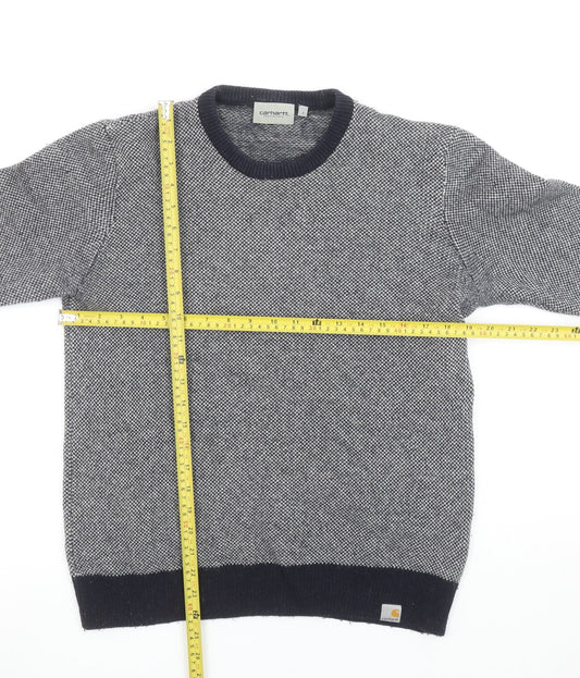 Carhartt Men's Grey Lambswool Crew Neck Pullover Jumper Size S