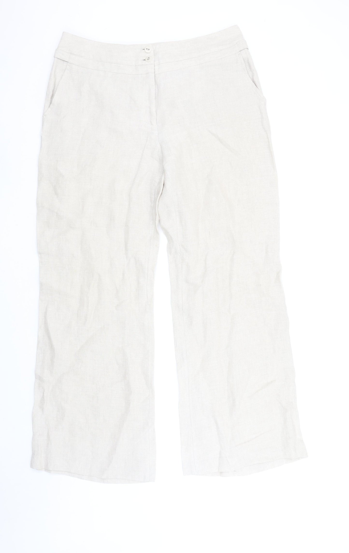 Alex & Co. Women Beige Linen Wide-Leg Trousers Size 16