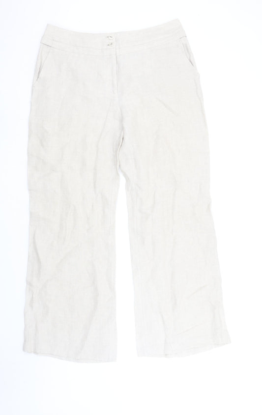Alex & Co. Women Beige Linen Wide-Leg Trousers Size 16