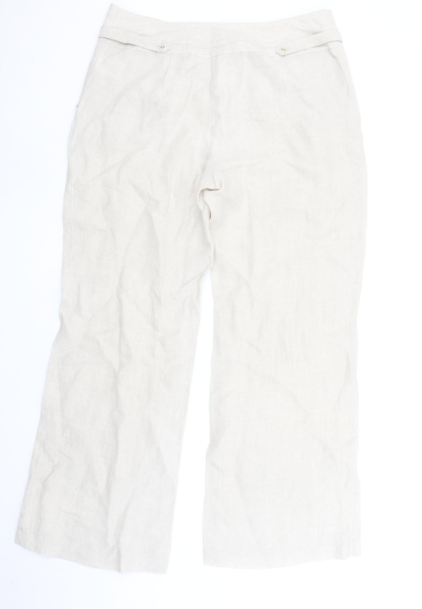 Alex & Co. Women Beige Linen Wide-Leg Trousers Size 16