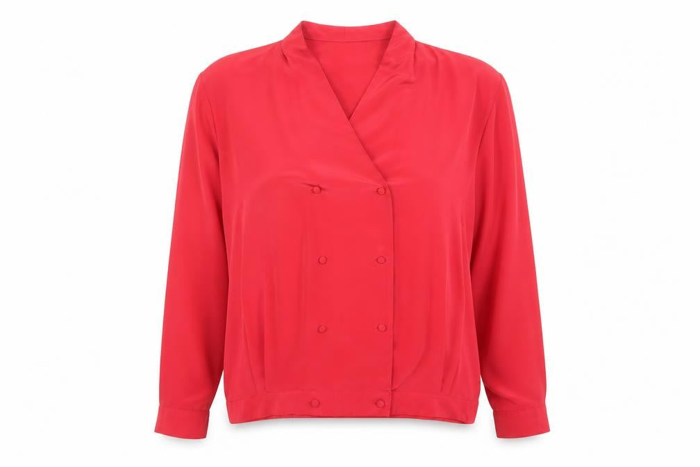 Alexon Womens Red Long Sleeve Wrap Blouse Size 16 Classic Style