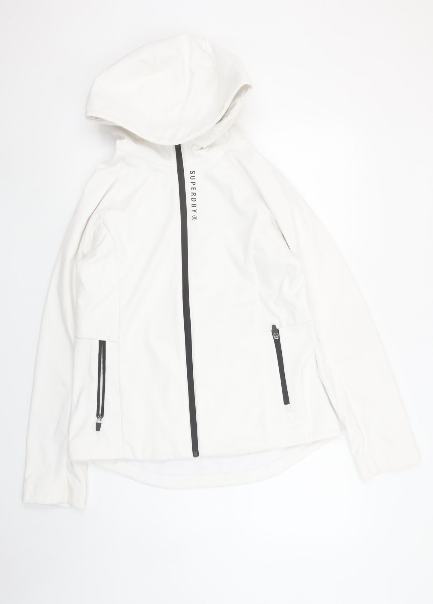 Superdry Women's White Softshell Hooded Jacket UK 12