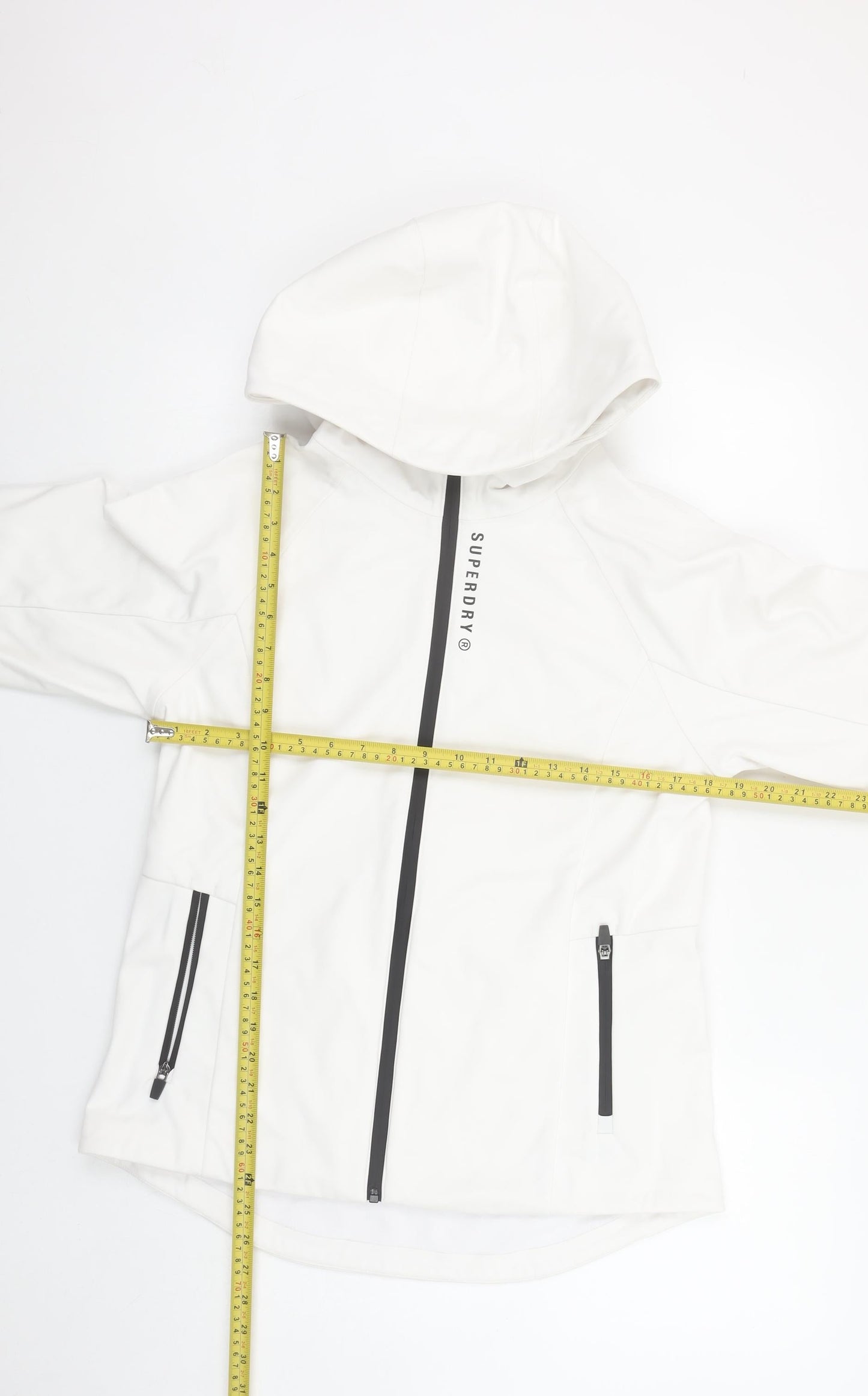 Superdry Women's White Softshell Hooded Jacket UK 12