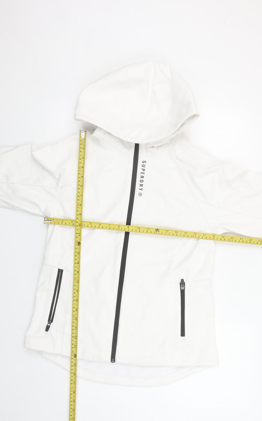 Superdry Women's White Softshell Hooded Jacket UK 12