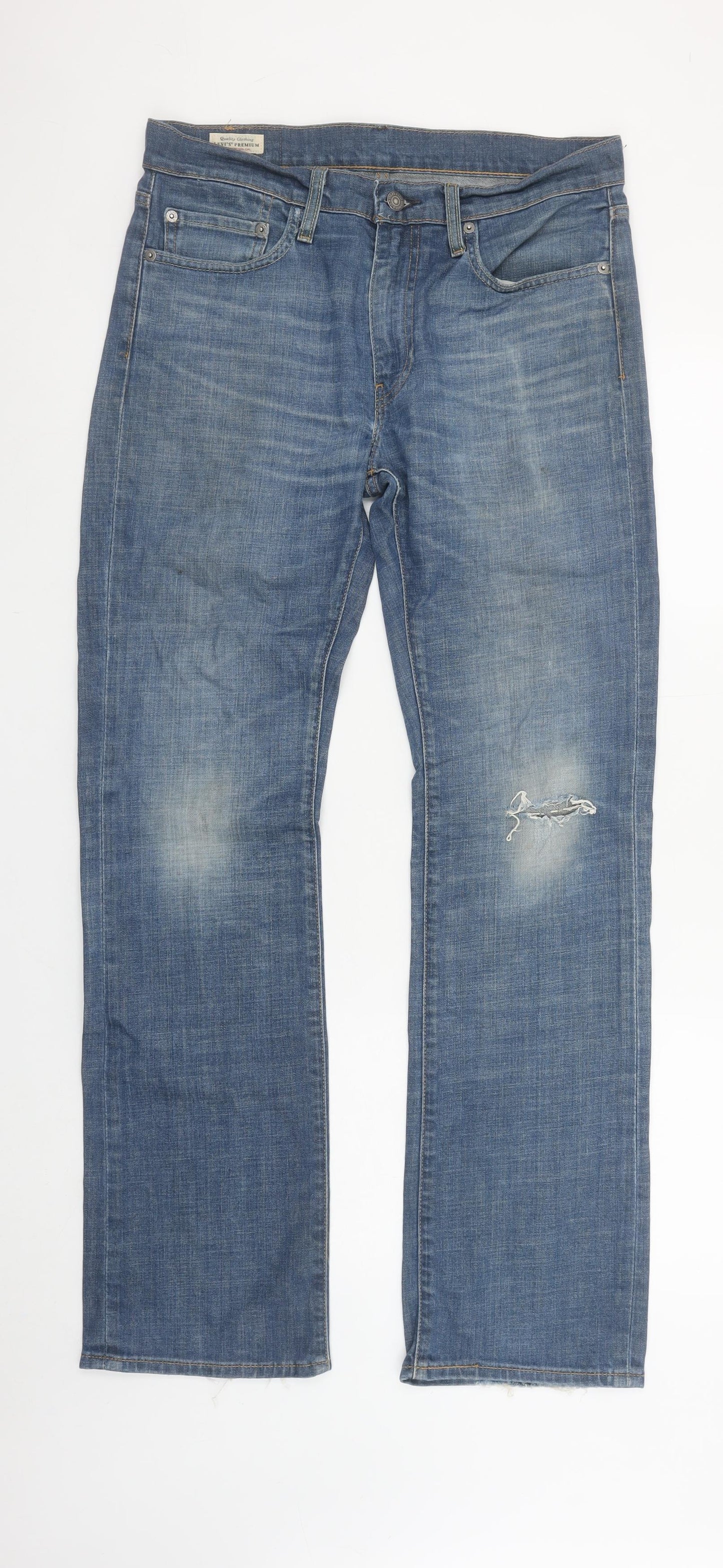 Levi's Premium Men's Blue 32x32 Straight Fit Distressed Jeans