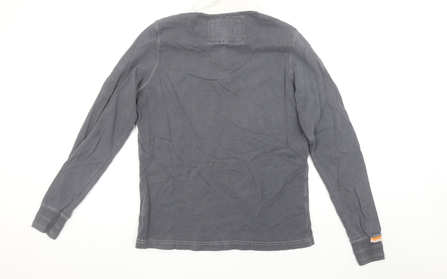 Superdry Men’s Grey Long Sleeve Cotton Polo Shirt M
