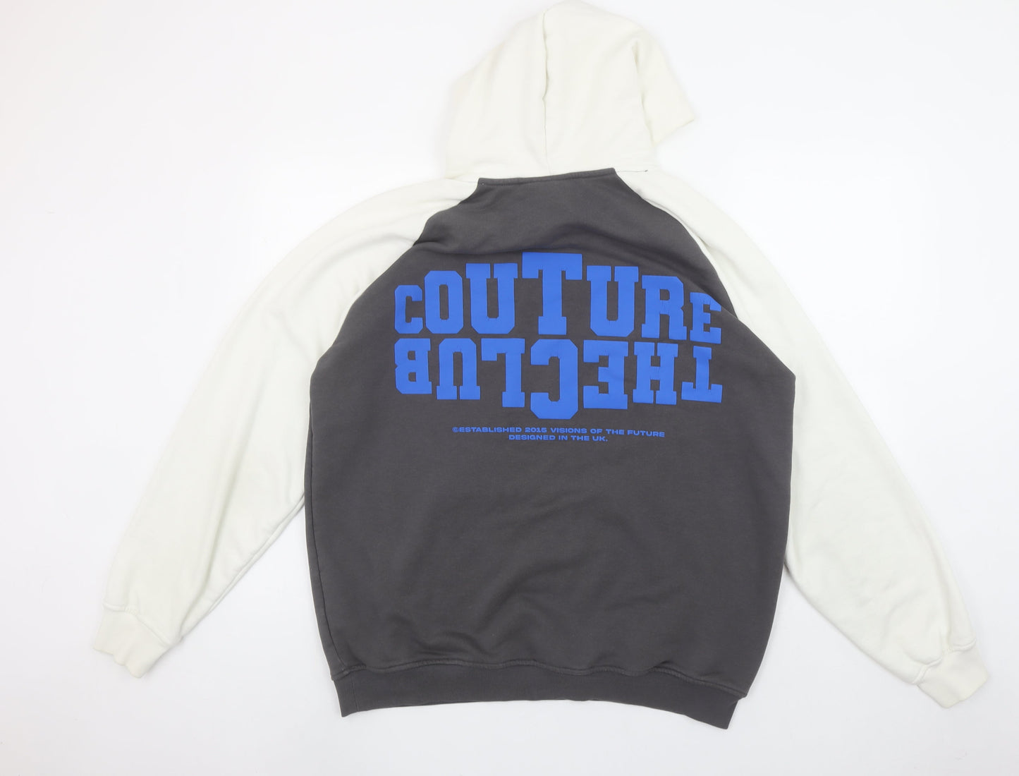Couture Men Grey Pullover Hoodie M Graphic Print Regular Fit