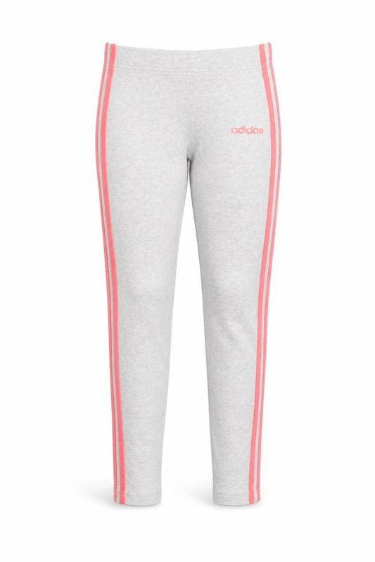 Adidas Girls Grey Pink Side Stripe Cotton Stretch Ankle Leggings 12 Years