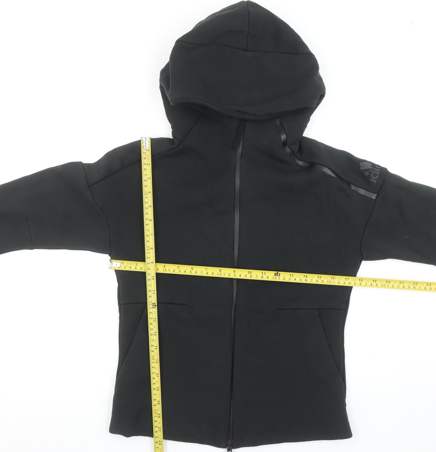 adidas Girls Black Full Zip Hoodie Size 12-13 Years Hooded Sportswear