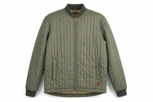Jack & Jones Men's Green Quilted Bomber Jacket Size L