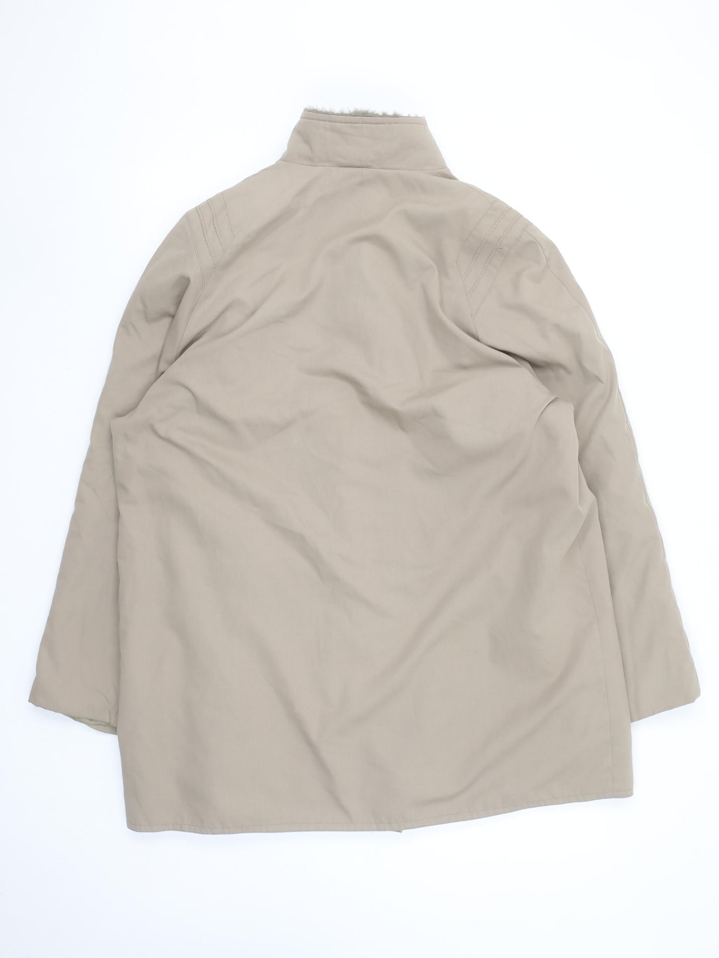 Amari Women’s Beige Mid-Length Lined Button Overcoat Size 14