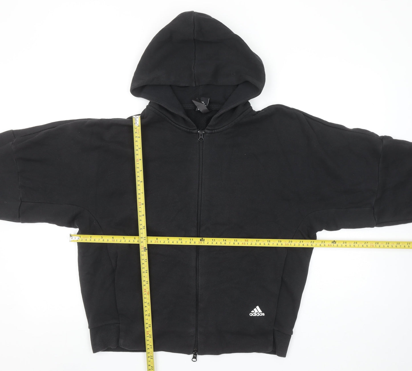 Adidas Women's Black Full Zip Hoodie Size 12 Cotton Blend