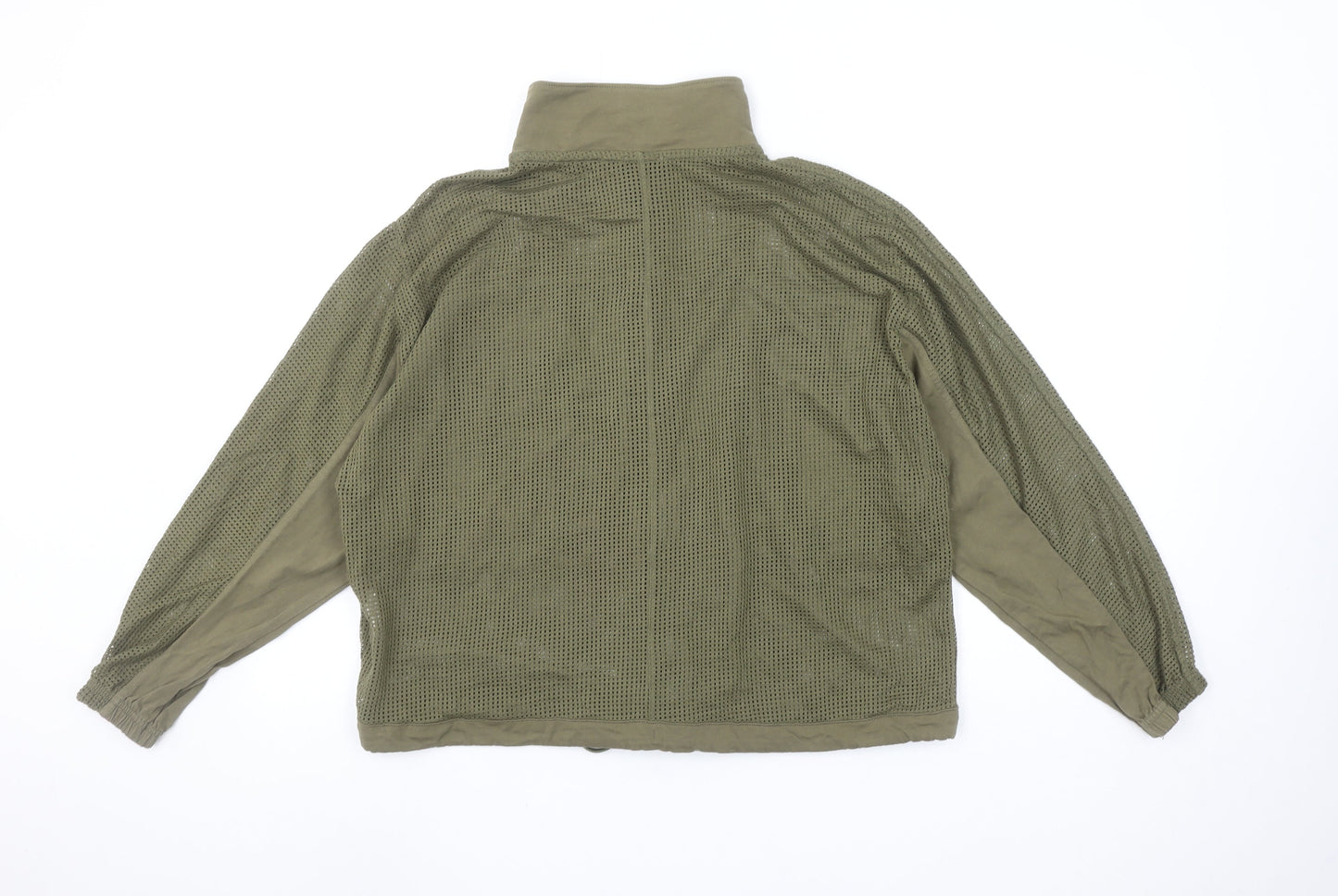 Nike Women Khaki Full Zip Mesh Hoodie L 100% Cotton Sportswear