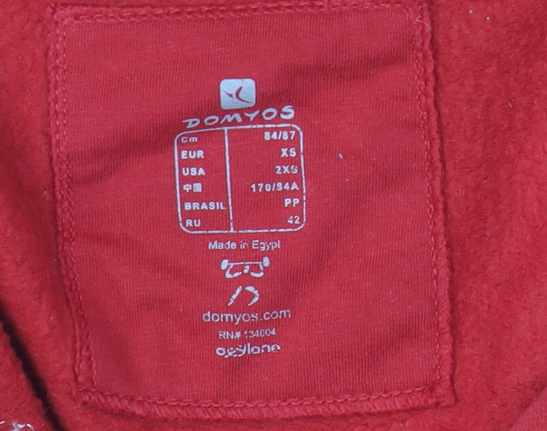 Domyos Men's Red Full Zip Hoodie XS Sports Fleece Sweatshirt