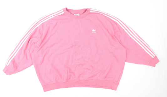 Adidas Women Pink Crew Neck Pullover Sweatshirt Size L Relaxed Fit