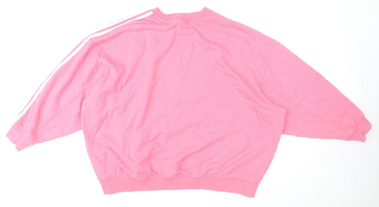 Adidas Women Pink Crew Neck Pullover Sweatshirt Size L Relaxed Fit