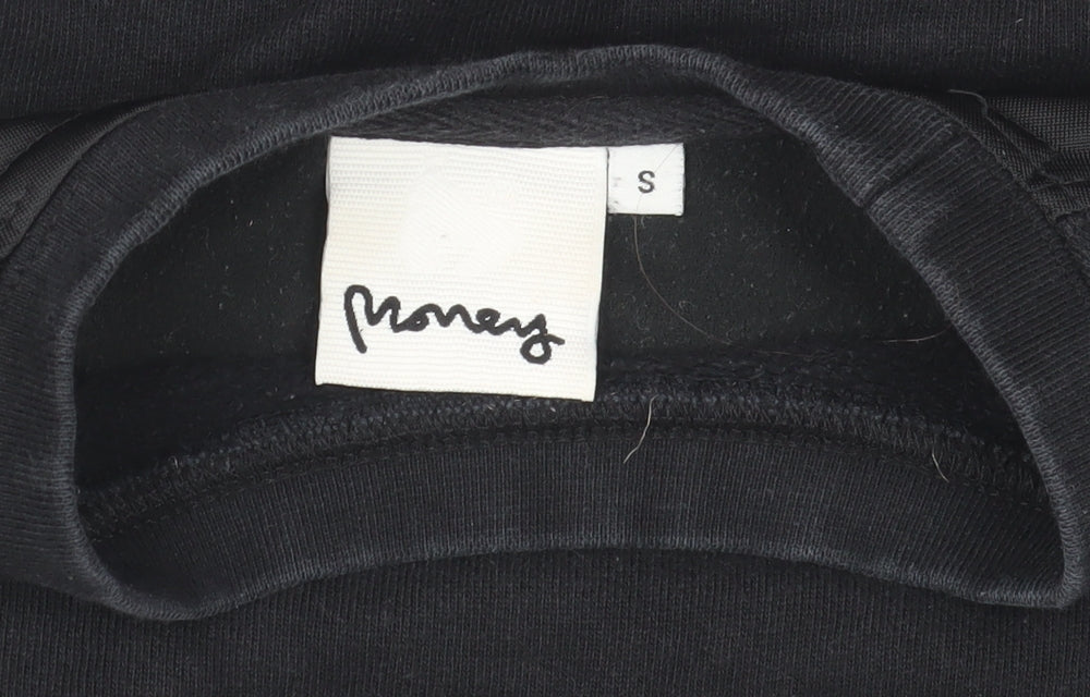 Money Black Cotton Pullover Sweatshirt Women Small Graphic Logo