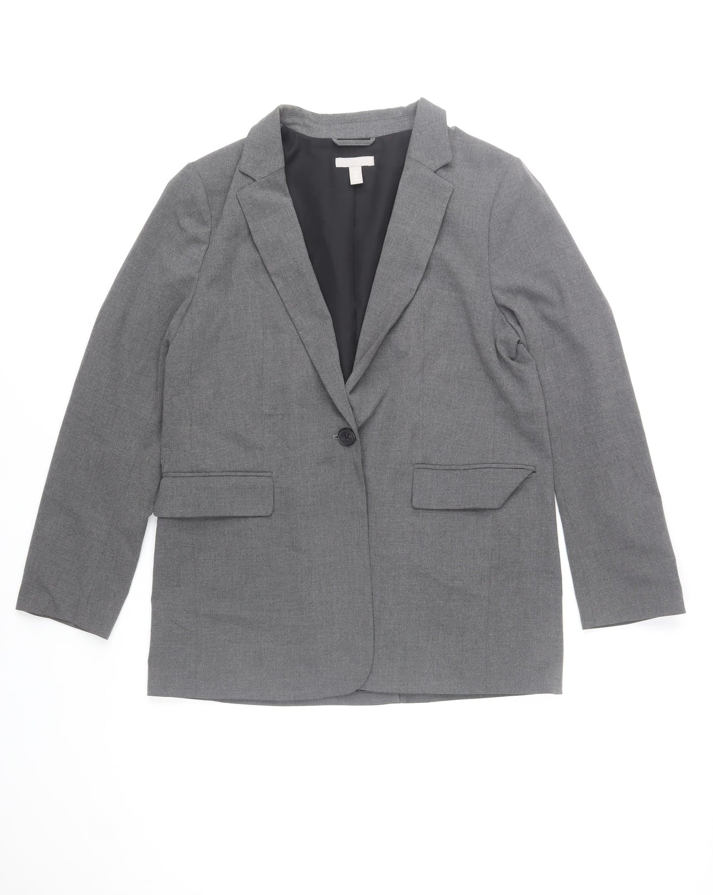 H&M Men’s Grey Blazer Jacket Size M Regular Fit Polyester Mix