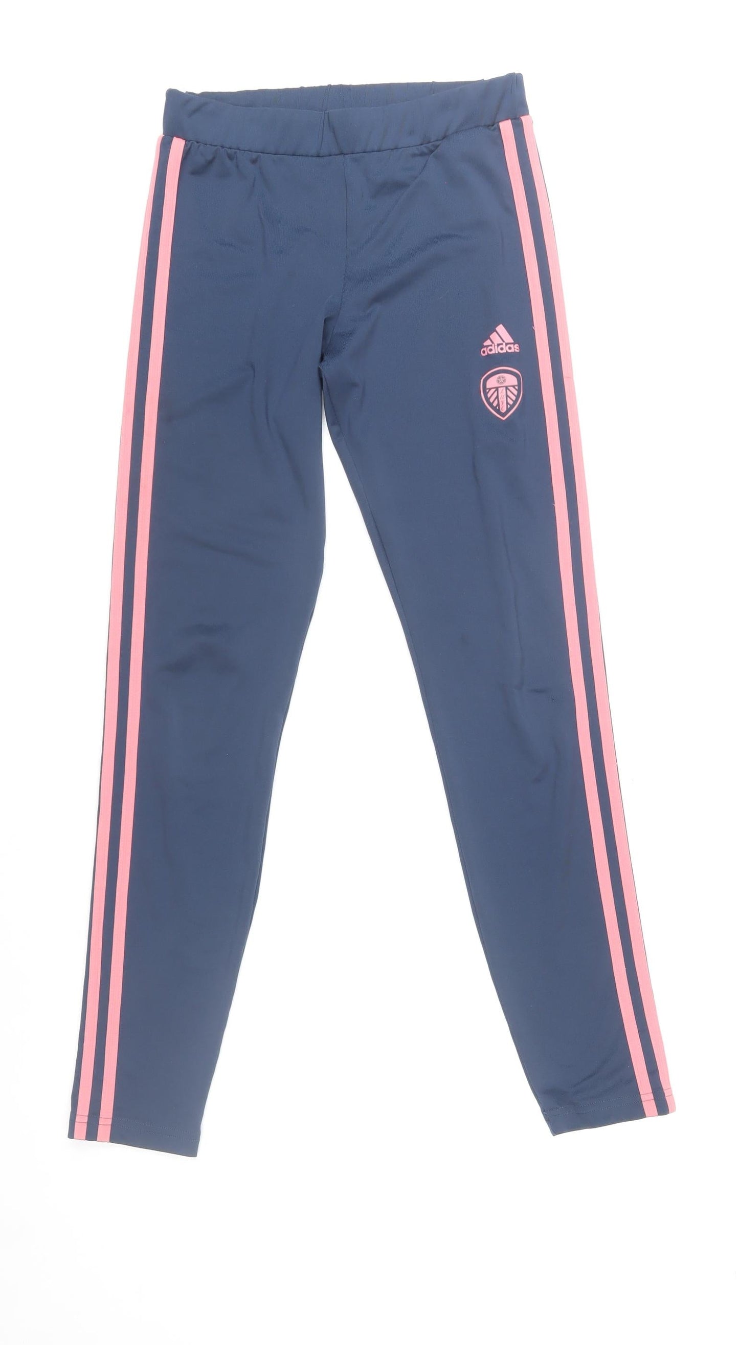 Adidas Girls Blue Pink Stripe Track Pants 13-14 Years 164cm Polyester