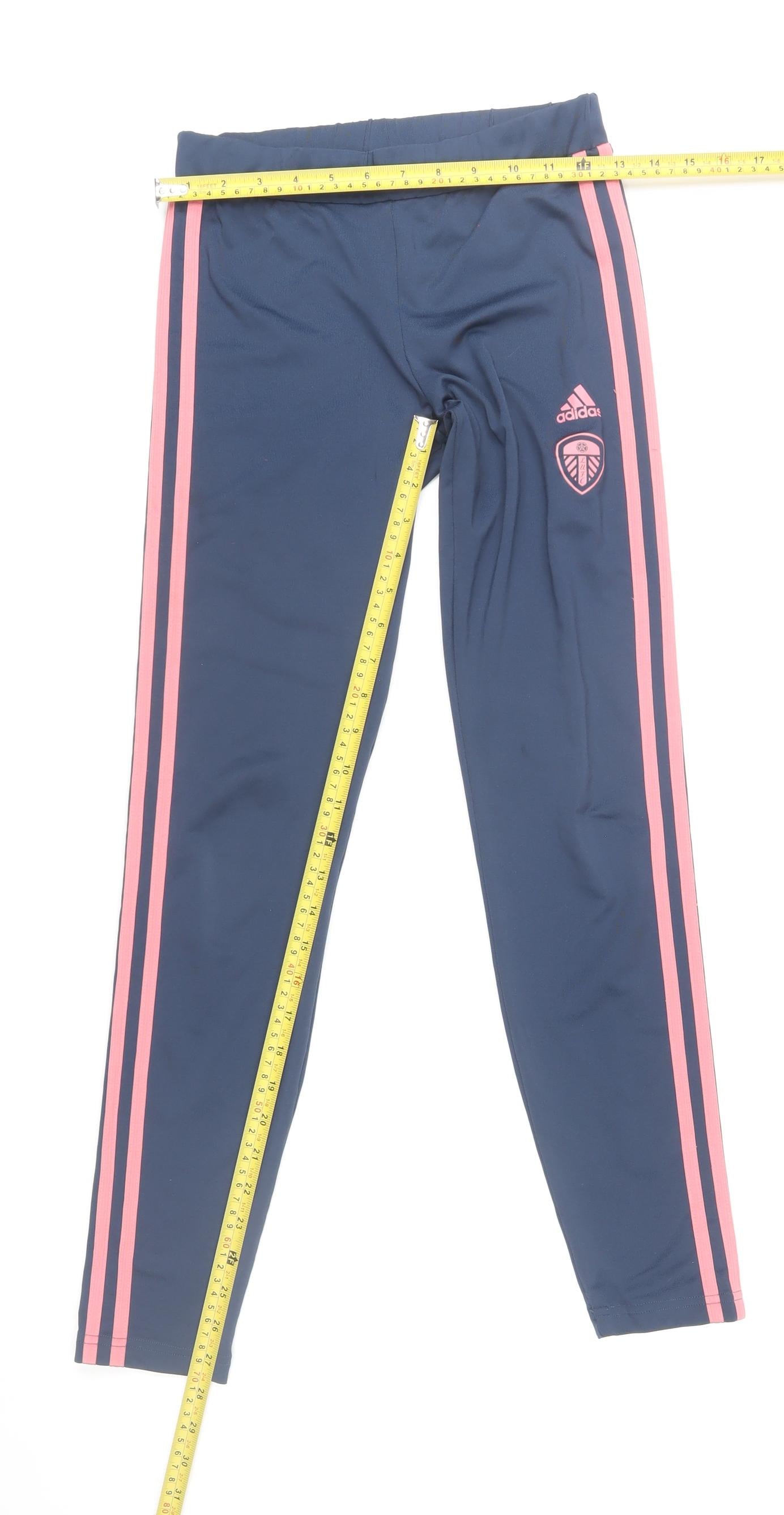 Adidas Girls Blue Pink Stripe Track Pants 13-14 Years 164cm Polyester