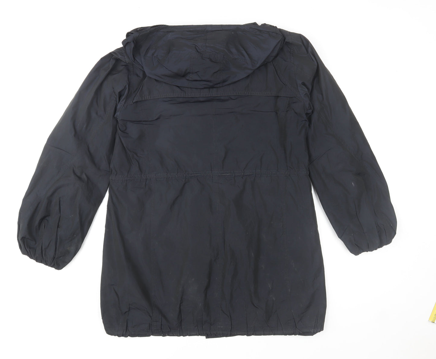 Jigsaw Womens Black Parka Coat S Hooded Longline Drawstring Jacket