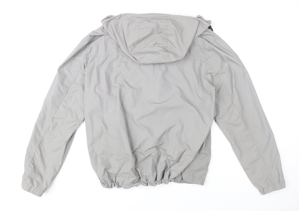 H&M Men's Grey Hooded Windbreaker Jacket Size M Regular Fit