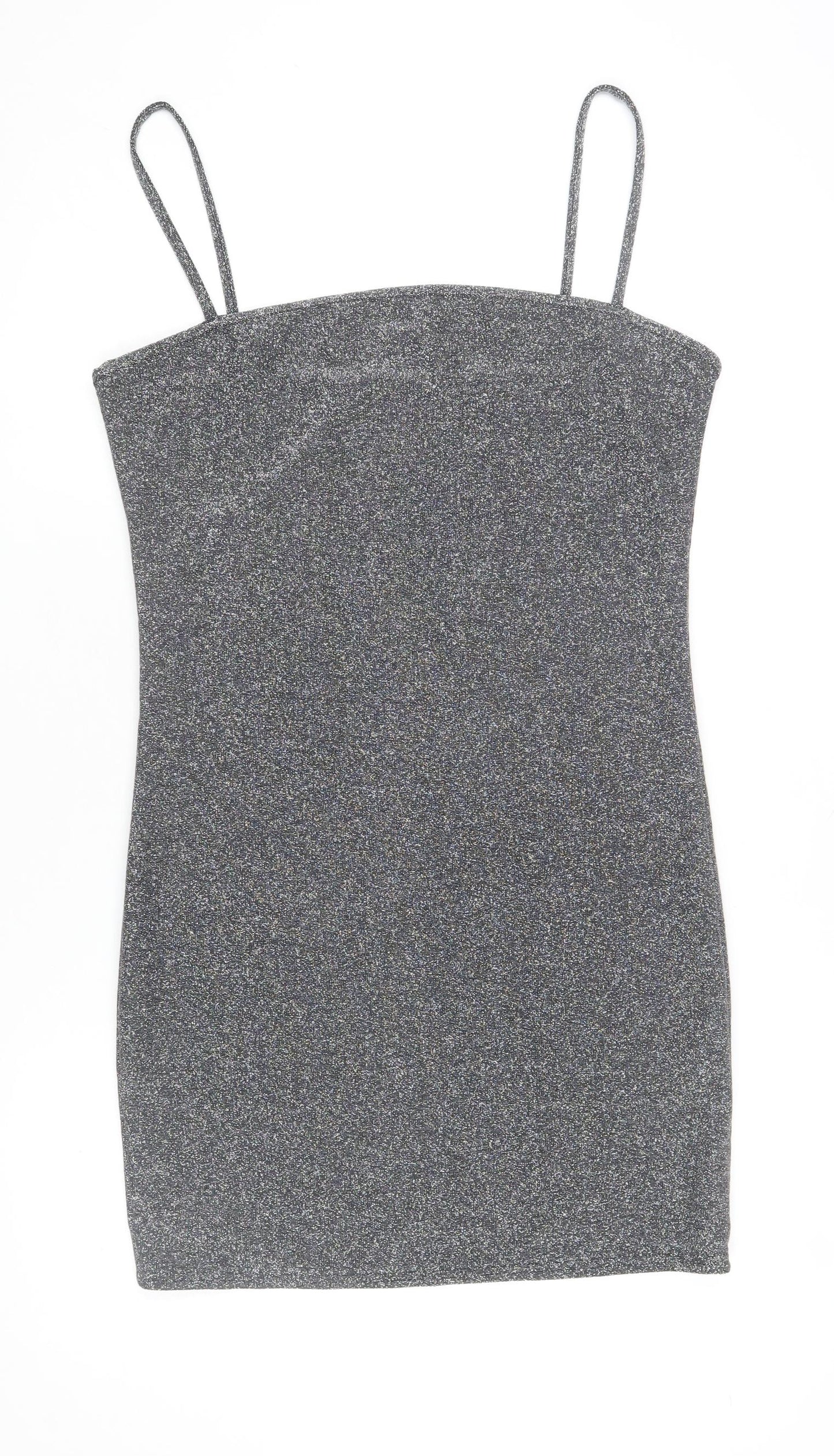 Femme Luxe Women Silver Glitter Bodycon Mini Dress Size 14