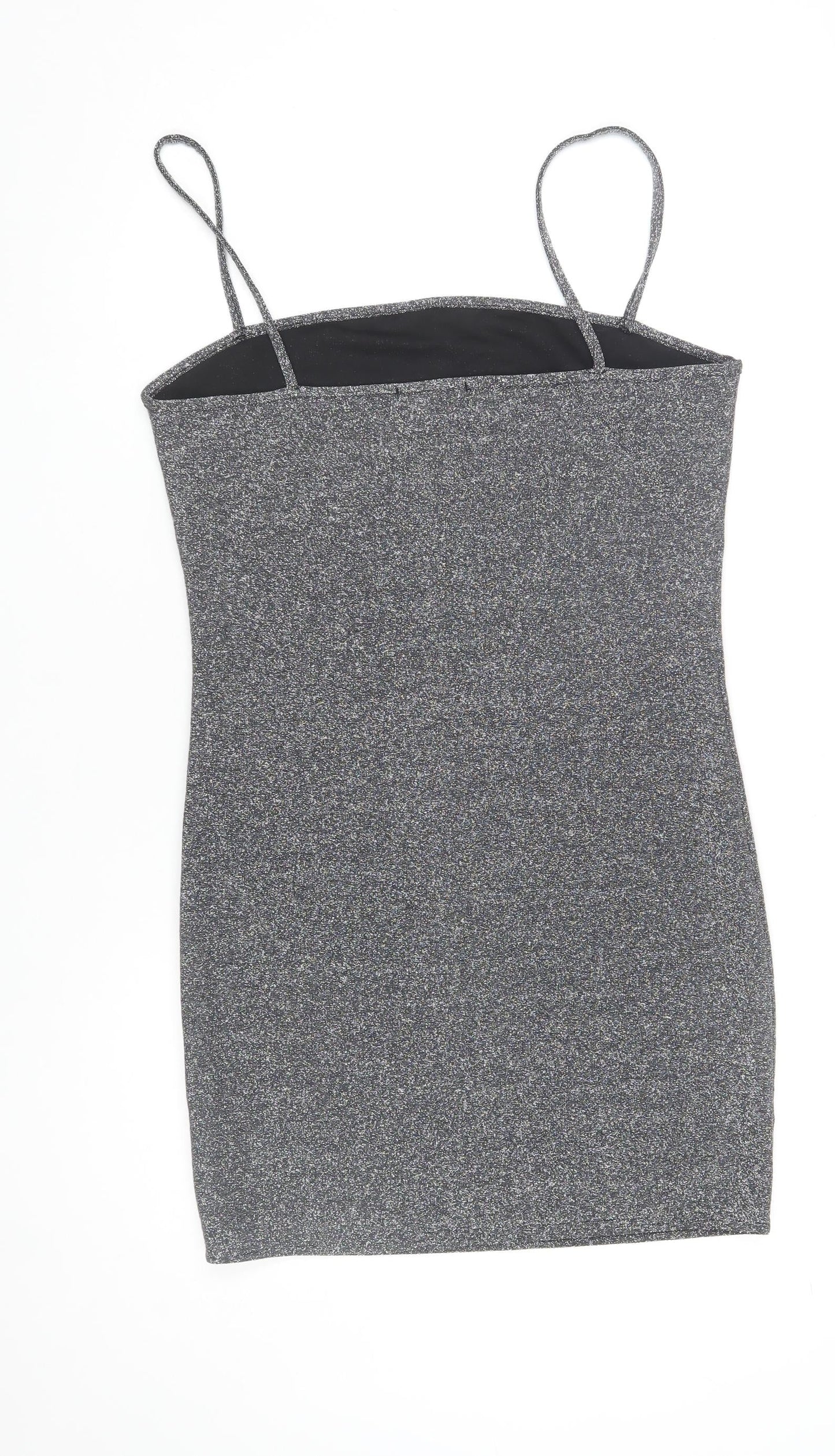 Femme Luxe Women Silver Glitter Bodycon Mini Dress Size 14