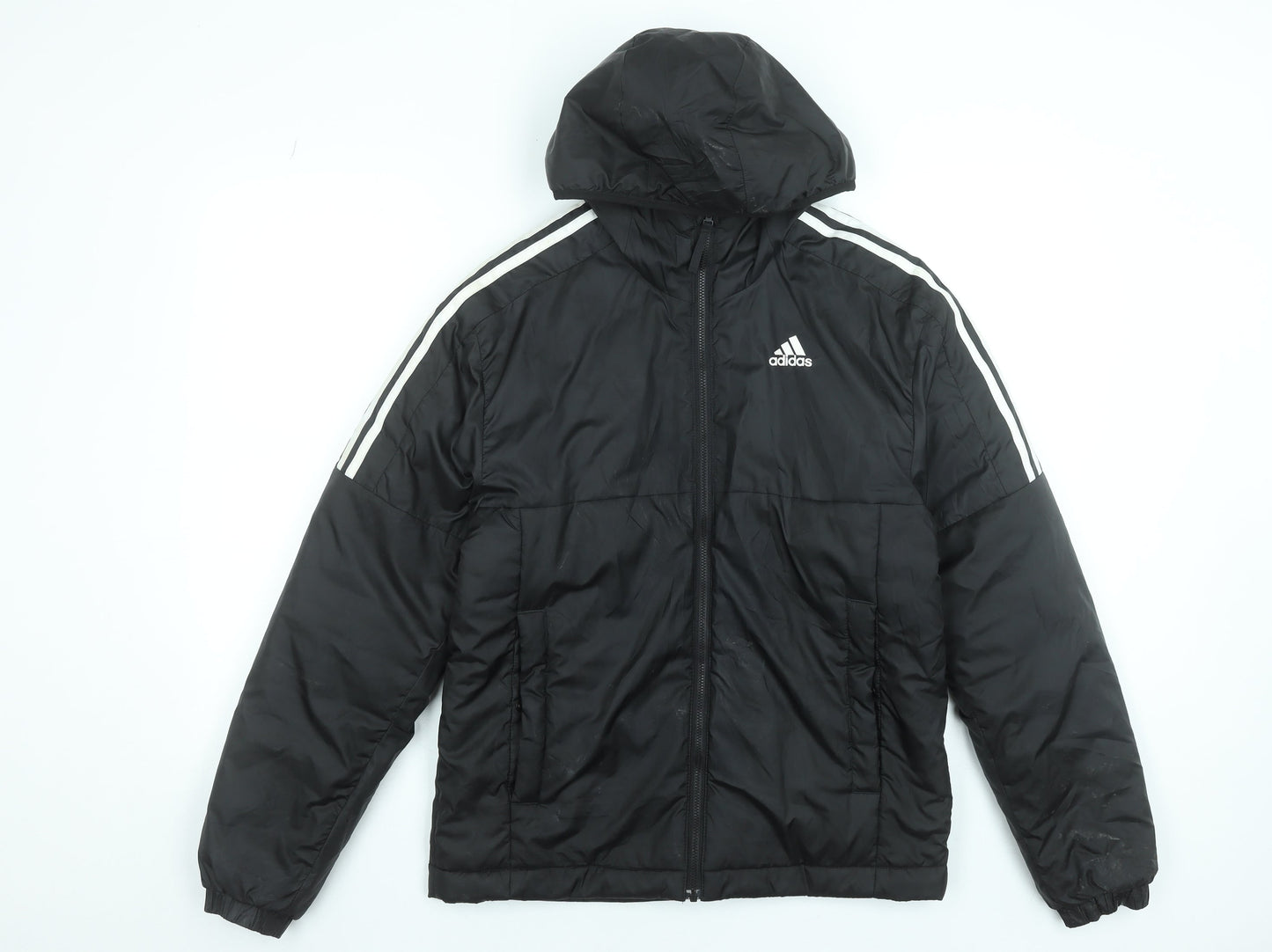 Adidas Men's Black XS Puffer Jacket Hooded Full Zip Winter Coat