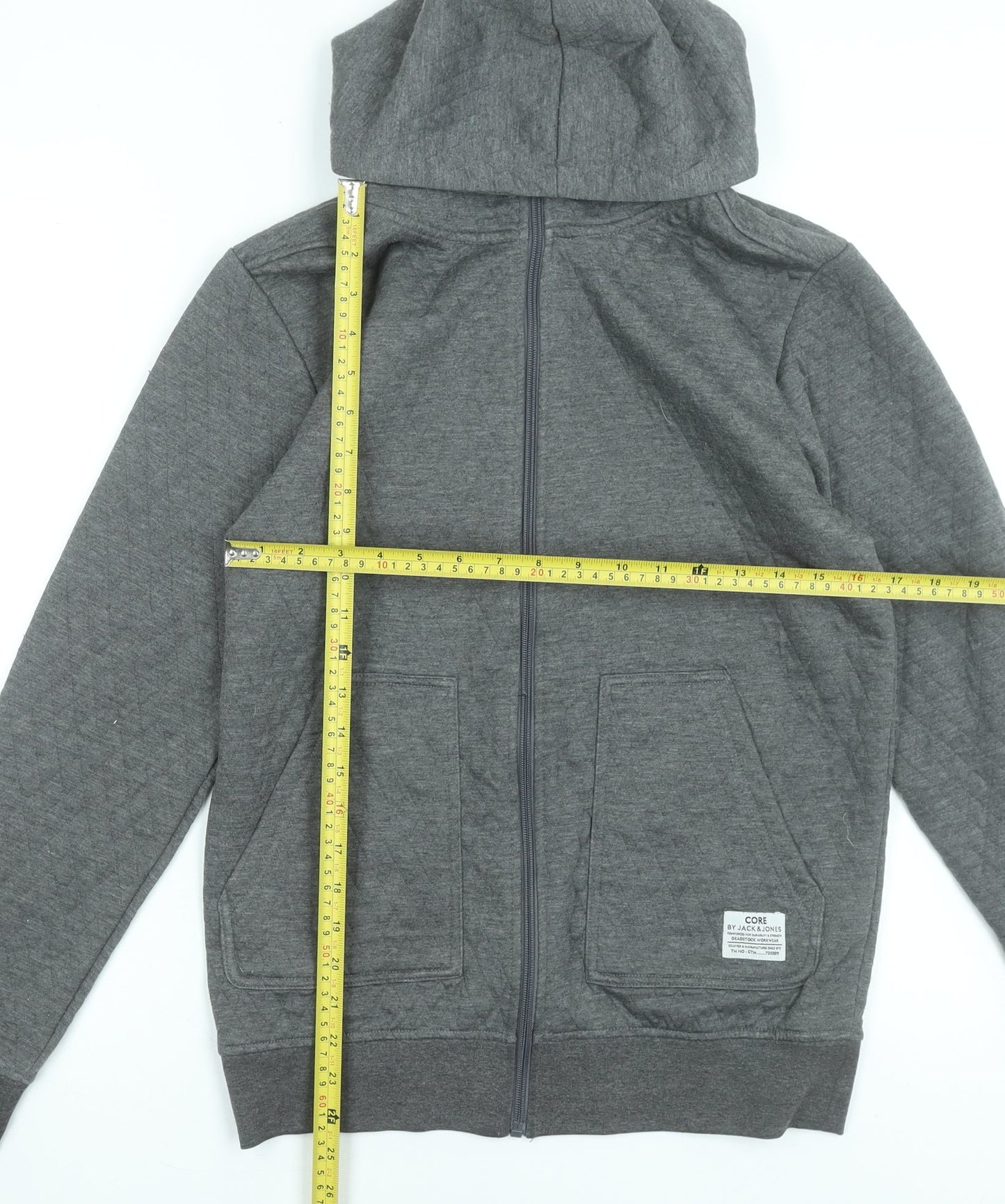 Mens UK S Regular JACK & JONES Grey Full Zip Hoodie