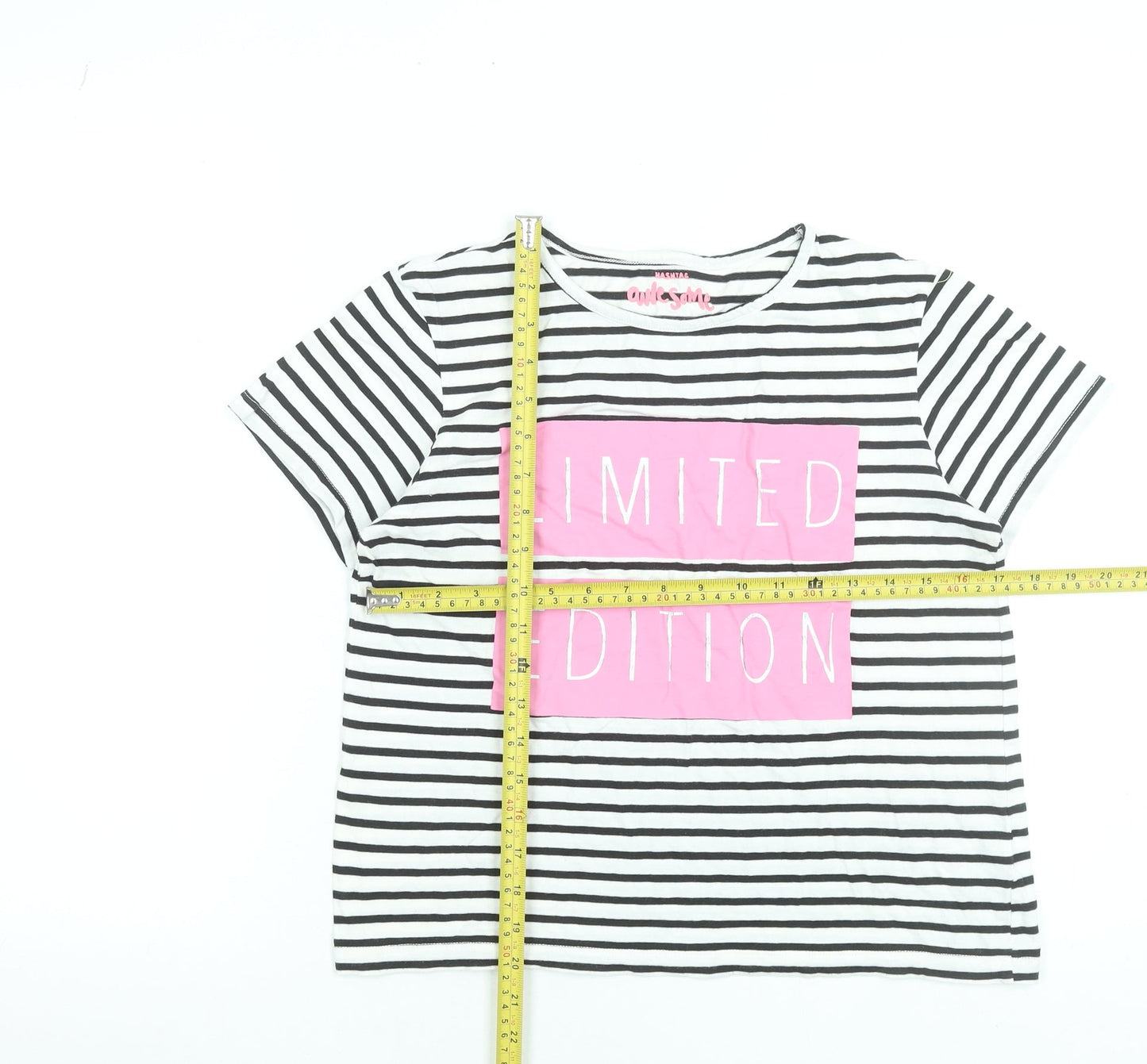 St. Bernard Girls Black Striped Limited Edition Cotton T-Shirt 12-13 Years