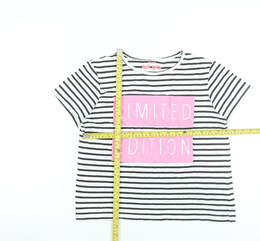 St. Bernard Girls Black Striped Limited Edition Cotton T-Shirt 12-13 Years