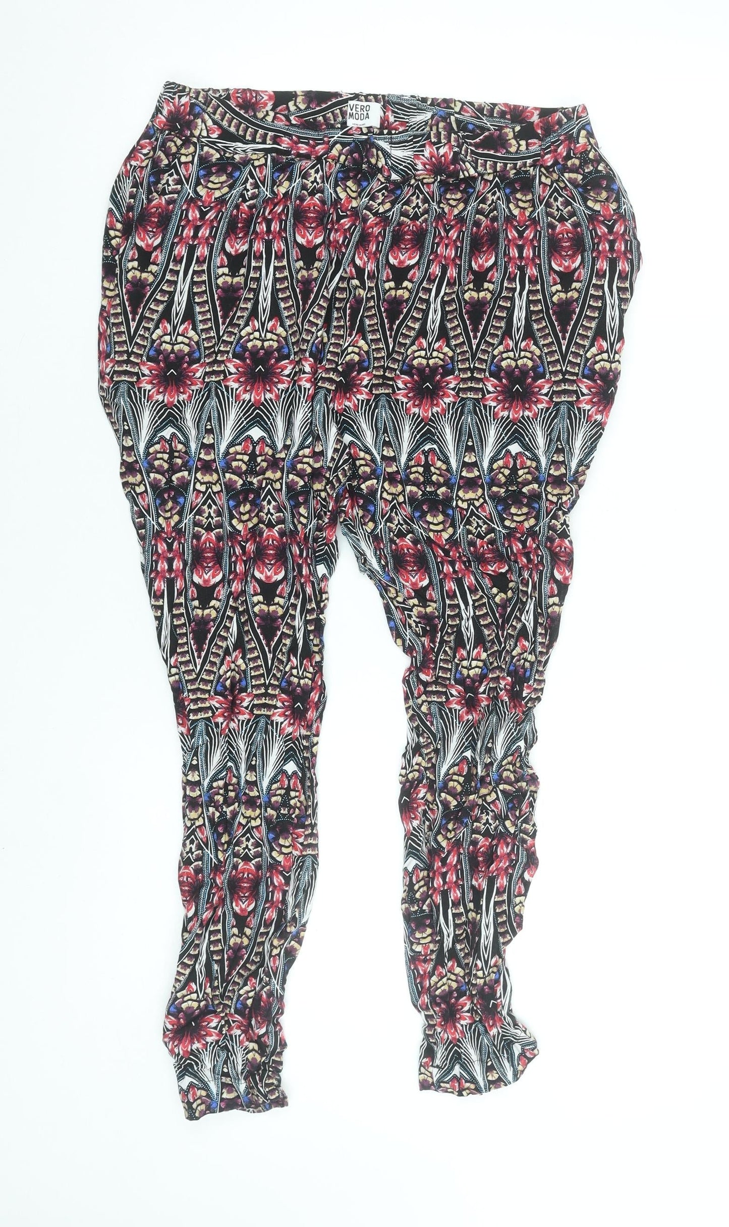Vero Moda Womens Multicoloured L Loose Ankle Trousers 100% Viscose