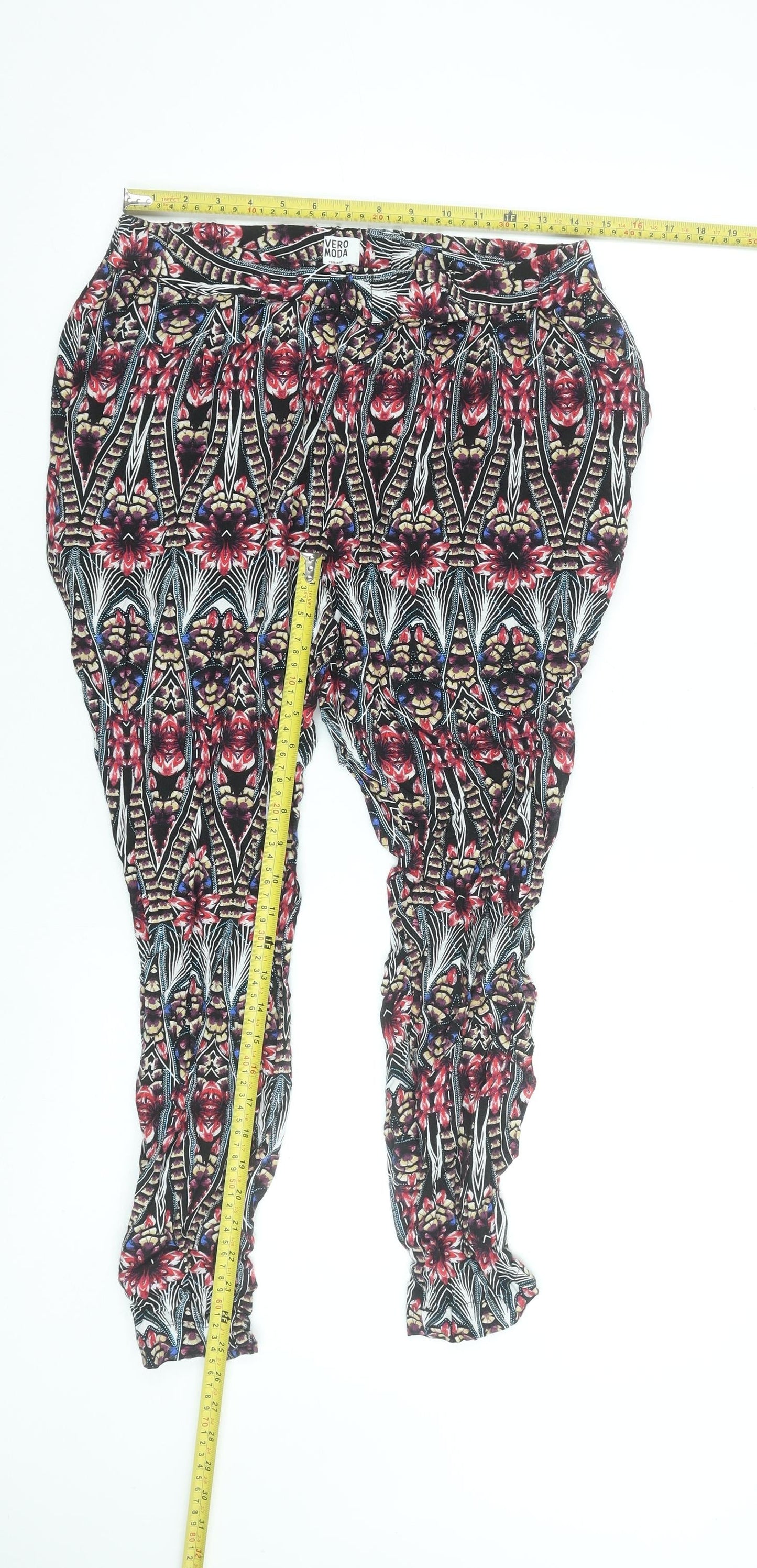 Vero Moda Womens Multicoloured L Loose Ankle Trousers 100% Viscose