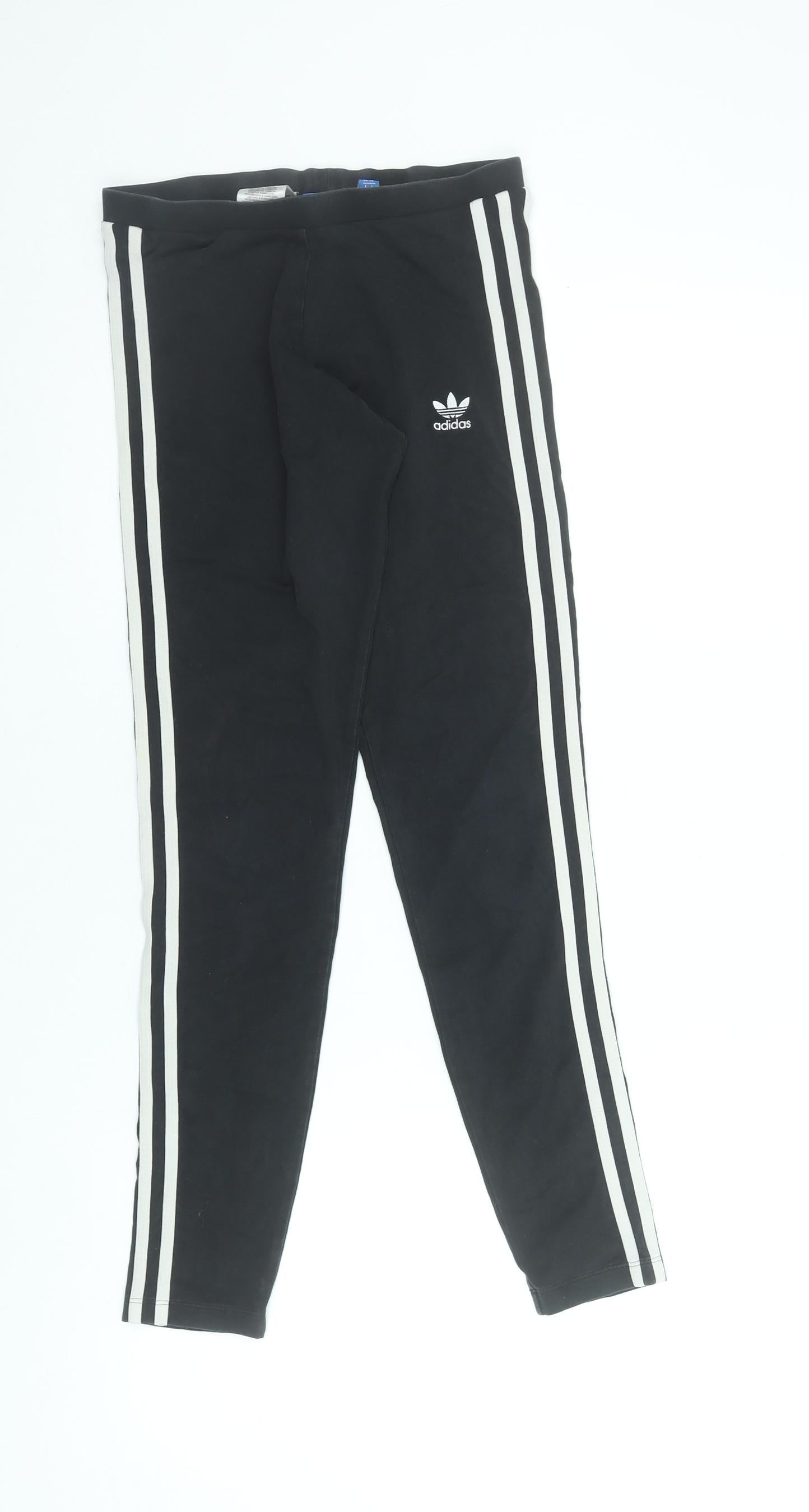 Adidas Womens Black Ankle Leggings Size 8 Cotton Stretch